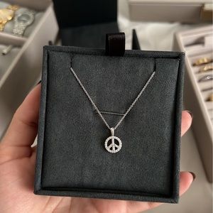 David Yurman Diamond 18k White Gold Peace Sign